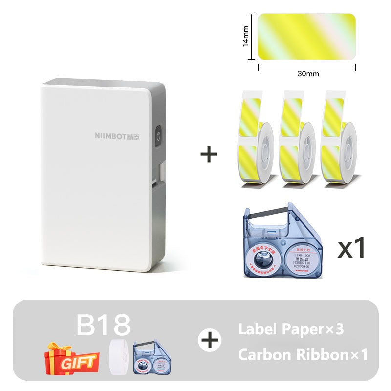 Niimbot B18 Thermal Transfer Label Sticker Printer Mini Label Maker With Ribbon PET Papers For Commercial Household Storage - KiwisLove