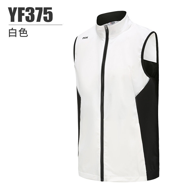PGM Men Full Zipper Golf Vest Outdoor Sports Golf/Tennis Sleeveless Jackets Male Windproof Waistcoat Jacket YF375 - KiwisLove