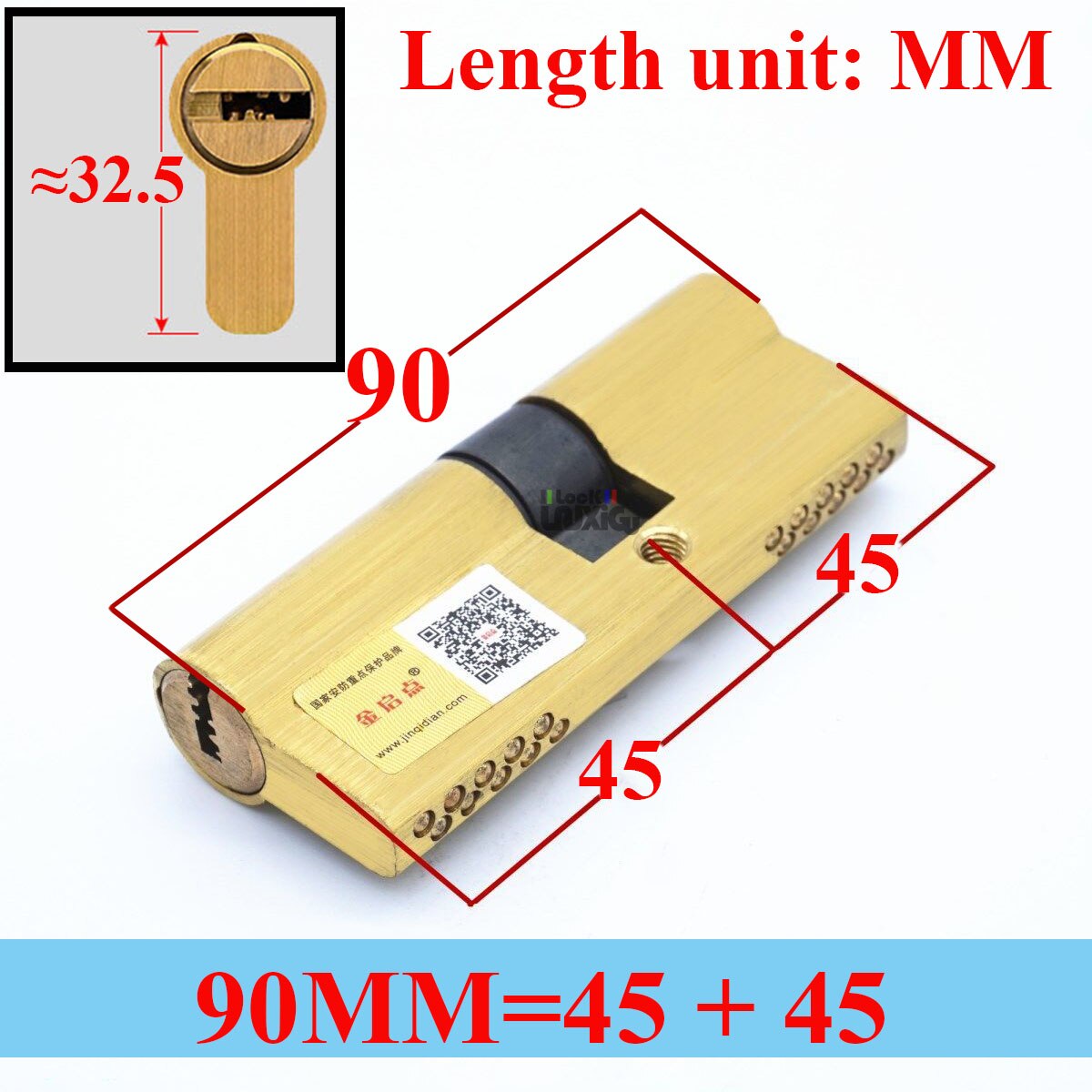 65-120MM Cylinder Hardware Door Skew Lock,  Elongated Core Anti-theft Entry Brass Door Lock Cylinder door Lock cylinder 8 keys - KiwisLove