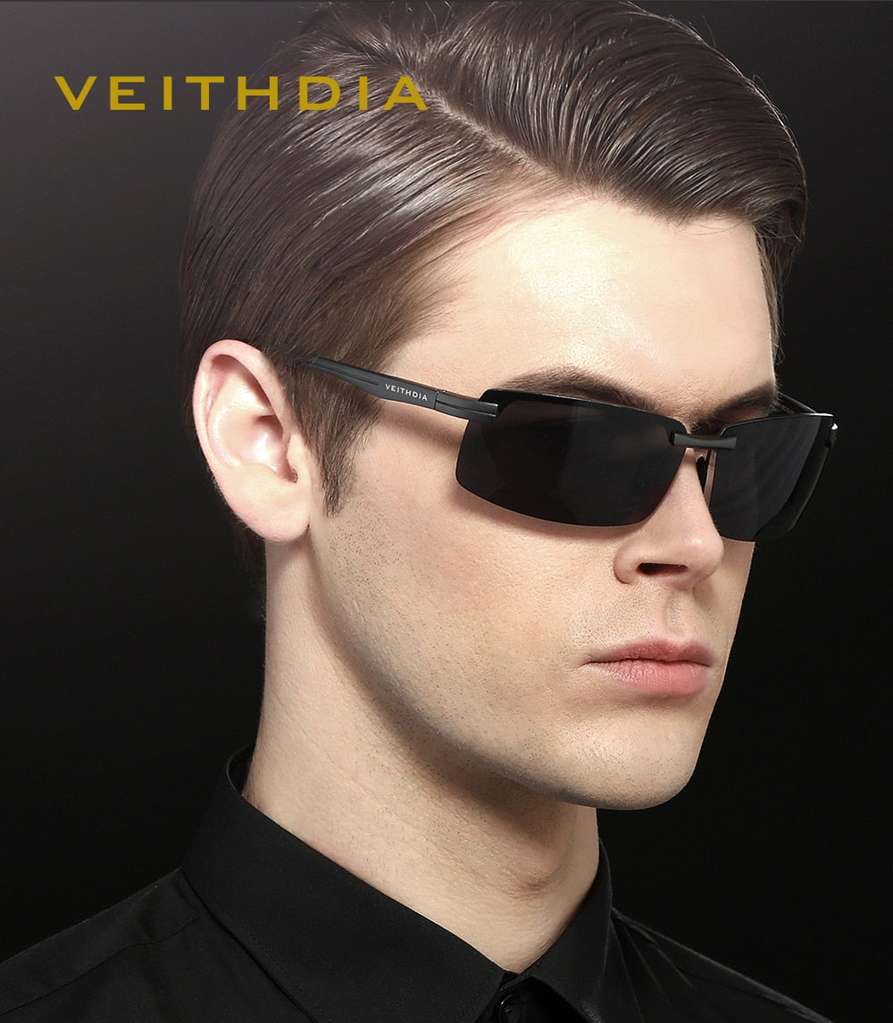 VEITHDIA Sunglasses Men Polarized UV400 Lens Rectangle Rimless Sport Driving Fishing Sun Glasses Al-Mg Eyewear For Male 6510 - KiwisLove