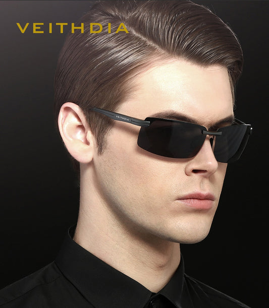 VEITHDIA Sunglasses Men Polarized UV400 Lens Rectangle Rimless Sport Driving Fishing Sun Glasses Al-Mg Eyewear For Male 6510 - KiwisLove