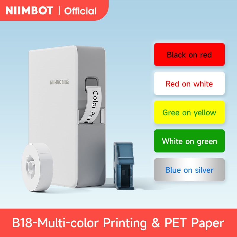 Niimbot B18 Thermal Transfer Label Sticker Printer Mini Label Maker With Ribbon PET Papers For Commercial Household Storage - KiwisLove