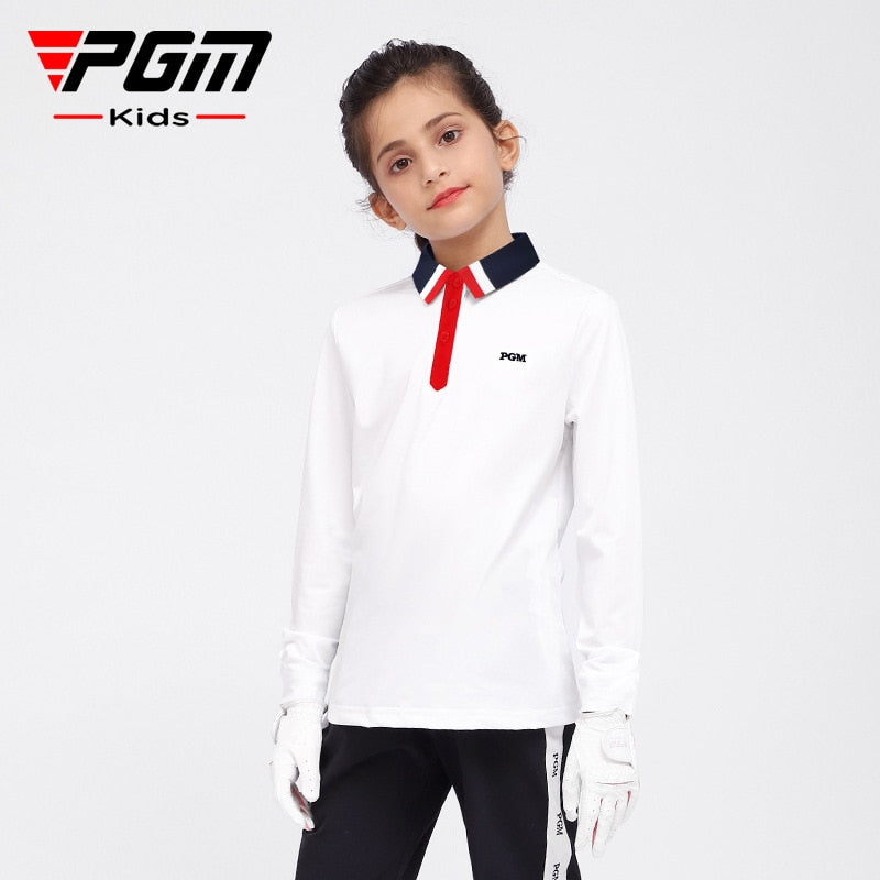 PGM Golf Girls Long Sleeve Shirts Autumn and Winter Golf Children&#39;s Wear College T-Shirt Soft YF454 - KiwisLove