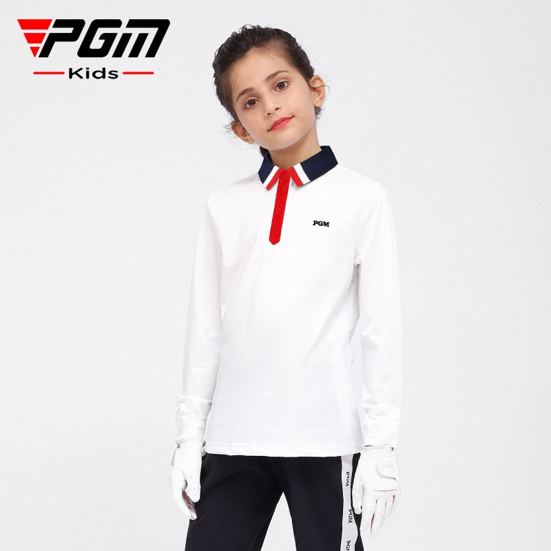 PGM Golf Girls Long Sleeve Shirts Autumn and Winter Golf Children&