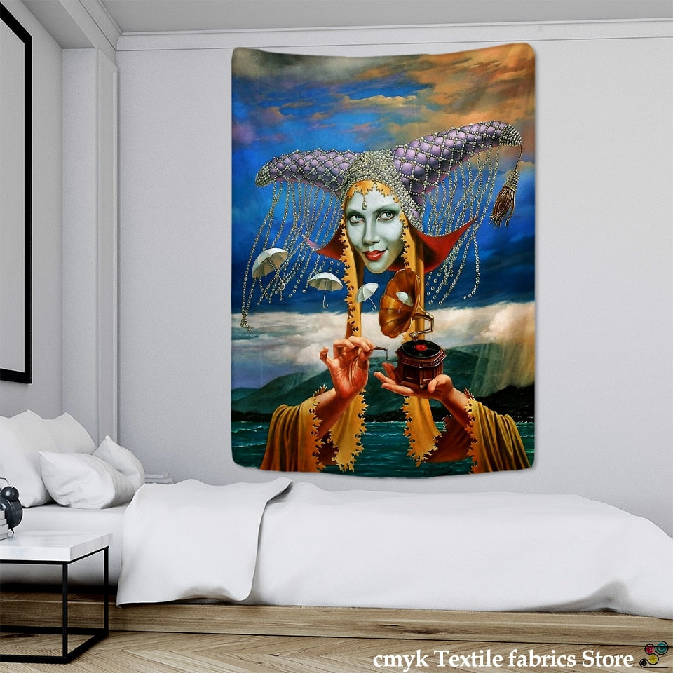 Angel Devil Tapestry Hell Wall Hanging Witchcraft Wall Tapestry Hippie Wall Carpets Dorm Decor Psychedelic Halloween Tapestry - KiwisLove