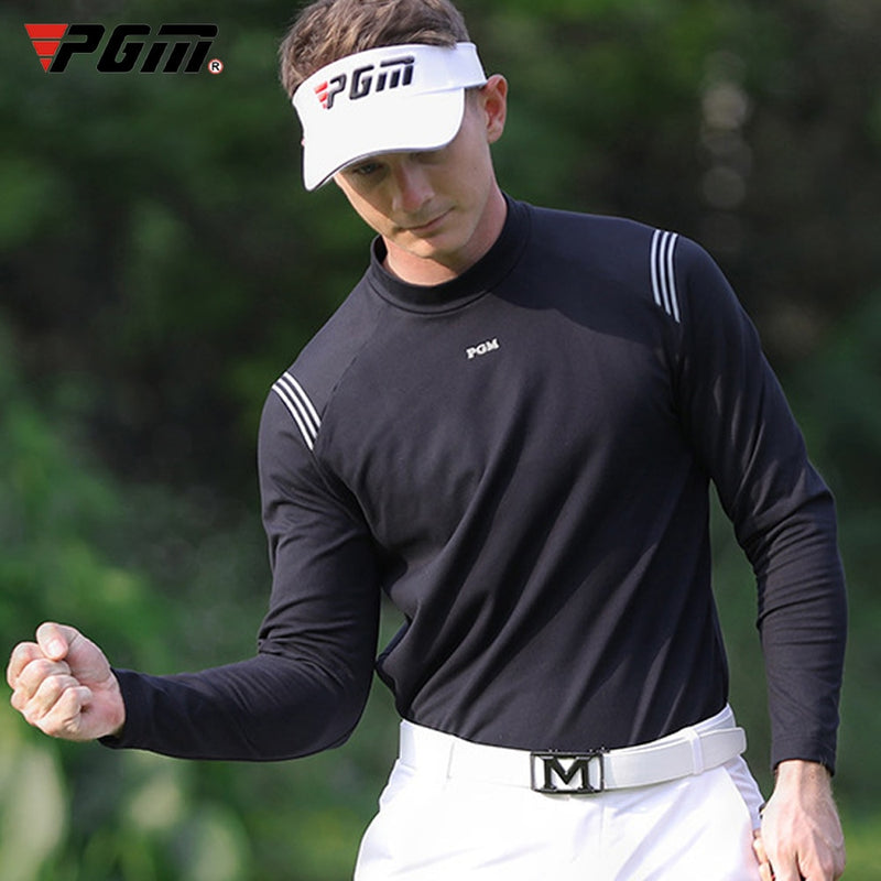 PGM Golf Shirt Men Autumn Winter Long Sleeves Elastic Clothes Sports Wear Gym Suit Casual Commuter Clothing YF371 Black Red XXL - KiwisLove