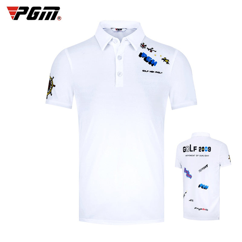 PGM Boys Golf Shirt Summer white Short Sleeves Children Breathable Quick Dry T-shirt Kids Golf Clothes Sports Suits Wear YF333 - KiwisLove