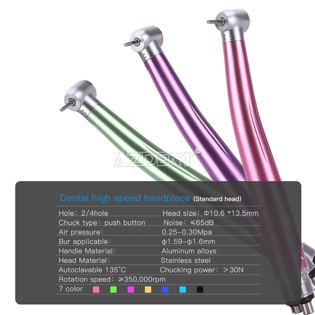 2/4Holes Dental High Speed Handpiece Push Button Standard Head Air Turbine Single Water Spring Rotor/Cartridge - KiwisLove