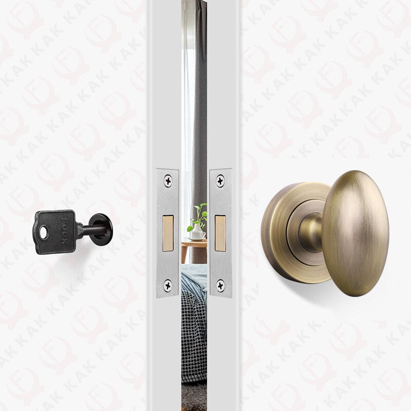 KAK Black Zinc Alloy Hidden Door Lock Invisible Corridor Sliding Door Handle Lock Keyless Mechanical Lock Door Latch Hardware - KiwisLove