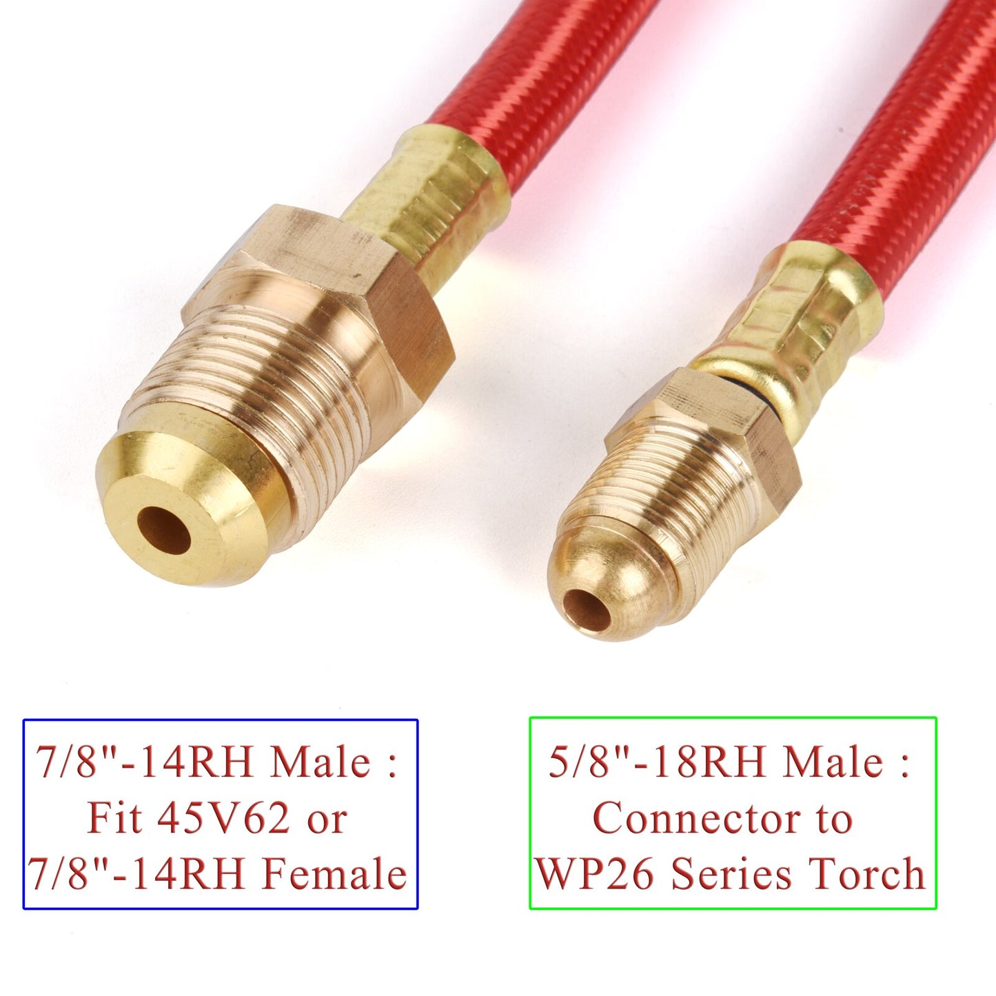 3.8m(12.5ft)/7.6m(25ft)Power Cable Gas Red Hose TIG Welding Torch WP26 Series 250A 7/8&quot;-14RH Male - KiwisLove