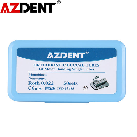 200Pcs=50Sets /BOX  Dental Buccal Tube AZDENT 1st/2nd Molar Bondable Monoblock Non-Convertible Single MBT/Roth 022/018 U/1L/1 - KiwisLove