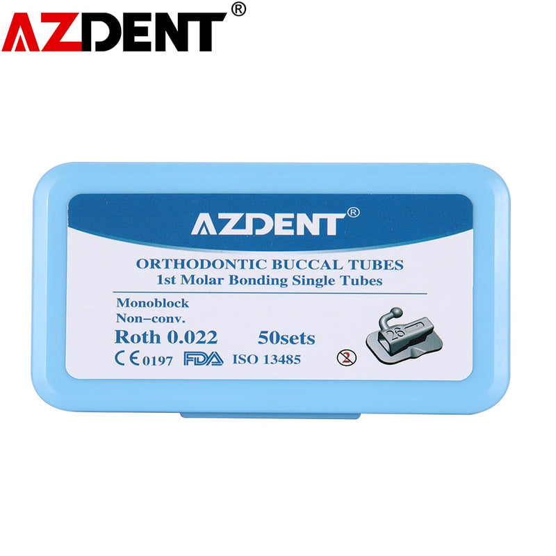 200Pcs=50Sets /BOX  Dental Buccal Tube AZDENT 1st/2nd Molar Bondable Monoblock Non-Convertible Single MBT/Roth 022/018 U/1L/1 - KiwisLove