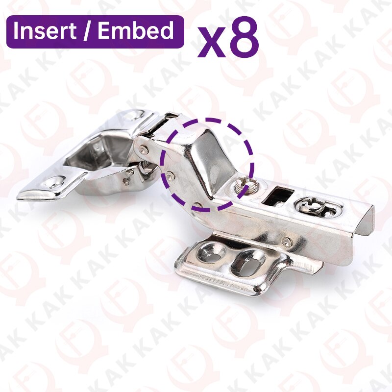 KAK 8 Pieces Stainless Steel Cabinet Hinges Soft Closing Hydraulic Door Hinge Damper Buffer Kitchen Cabinet Furniture Hardware - KiwisLove