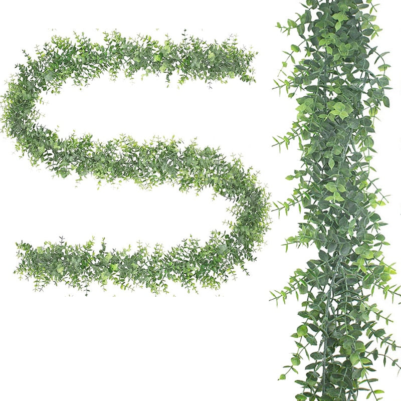 180cm Artificial Eucalyptus Flower Garland Fake Plants Wall Hanging Wedding Home Decor Arch Vines Living Room Table Arrangement - KiwisLove