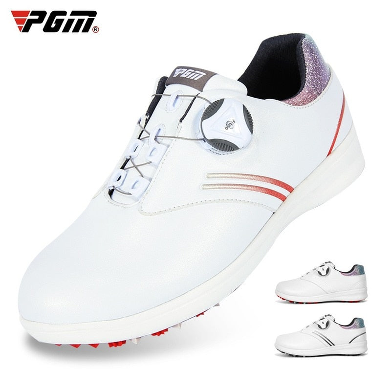 PGM Waterproof Golf Shoes Womens Shoes Lightweight Knob Buckle Shoelace Sneakers Ladies Breathable Non-Slip Trainers Shoes XZ158 - KiwisLove