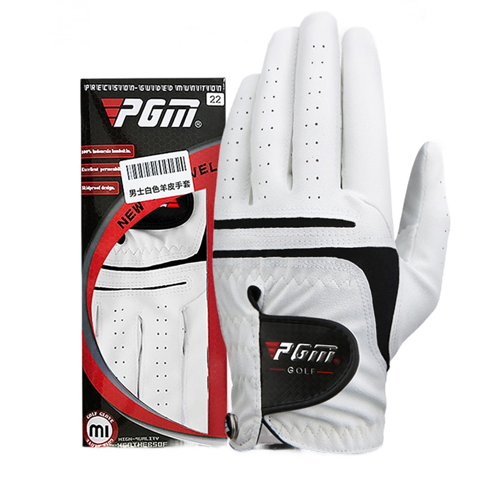 PGM Men Golf  Gloves White Breathable Kid-lambskin Genuine Leather Sport Hand Glove Wear Single Left Right Handed Batting ST022 - KiwisLove