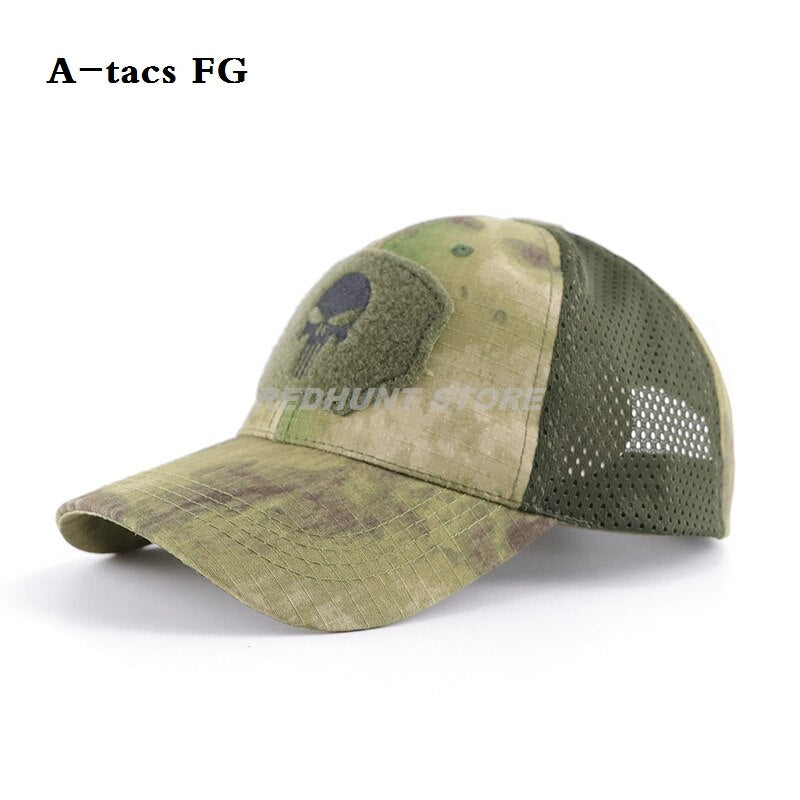Outdoor Hunting Camouflage Fishing Mesh Skull Baseball Cap Tactical Military Sports Hat for Men Women Camping Hiking Cycling - KiwisLove
