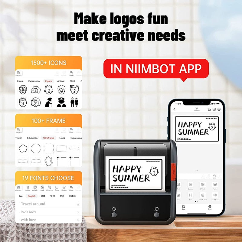 NIIMBOT B3S Portable Thermal Printer Barcode Self-adhesive Pocket Label Printer Mini Sticker Maker ForJewelry Clothing Commercia - KiwisLove