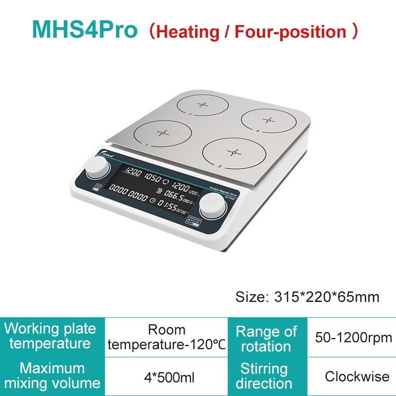 JOANLAB Multiple Magnetic Stirrer Hot Plate Digital Display Laboratory Stirrer Magnetic Mixer Heating Four-station Six-Position - KiwisLove