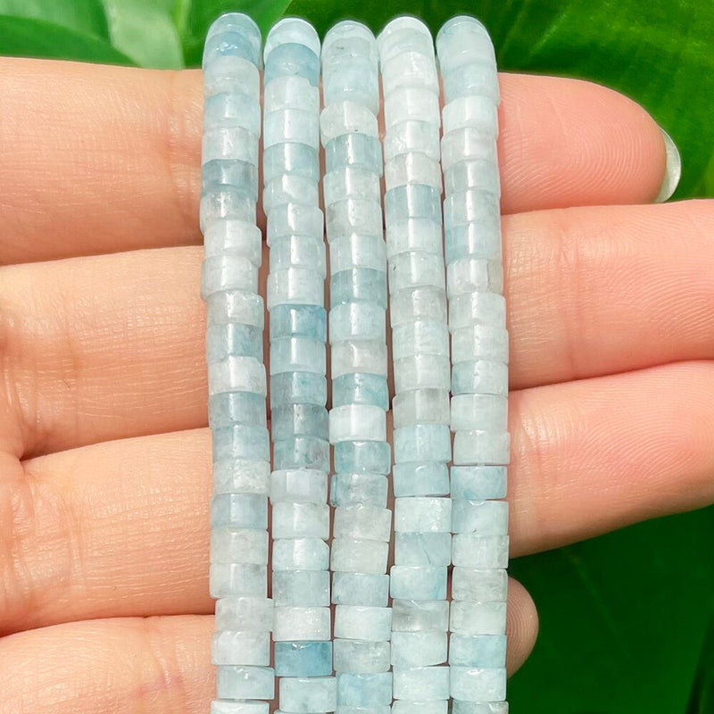 4*2mm Natural Blue Aquamarines Stone Beads Wheel Rondelle Spacer Beads for Jewelry DIY Making Bracelets Necklace Accessories