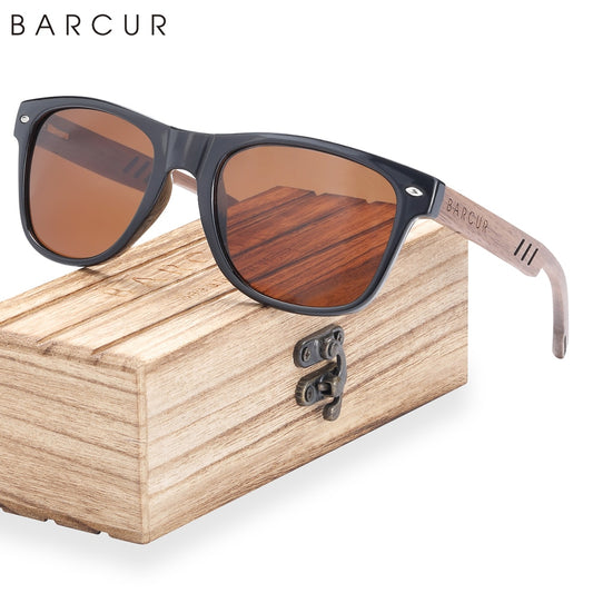 BARCUR Natural Woode Sunglasses for Men Polarized ECO-Friend Sun Glasses Man Eyeglasses UVA&B Protection Light Weight Sun Shades - KiwisLove