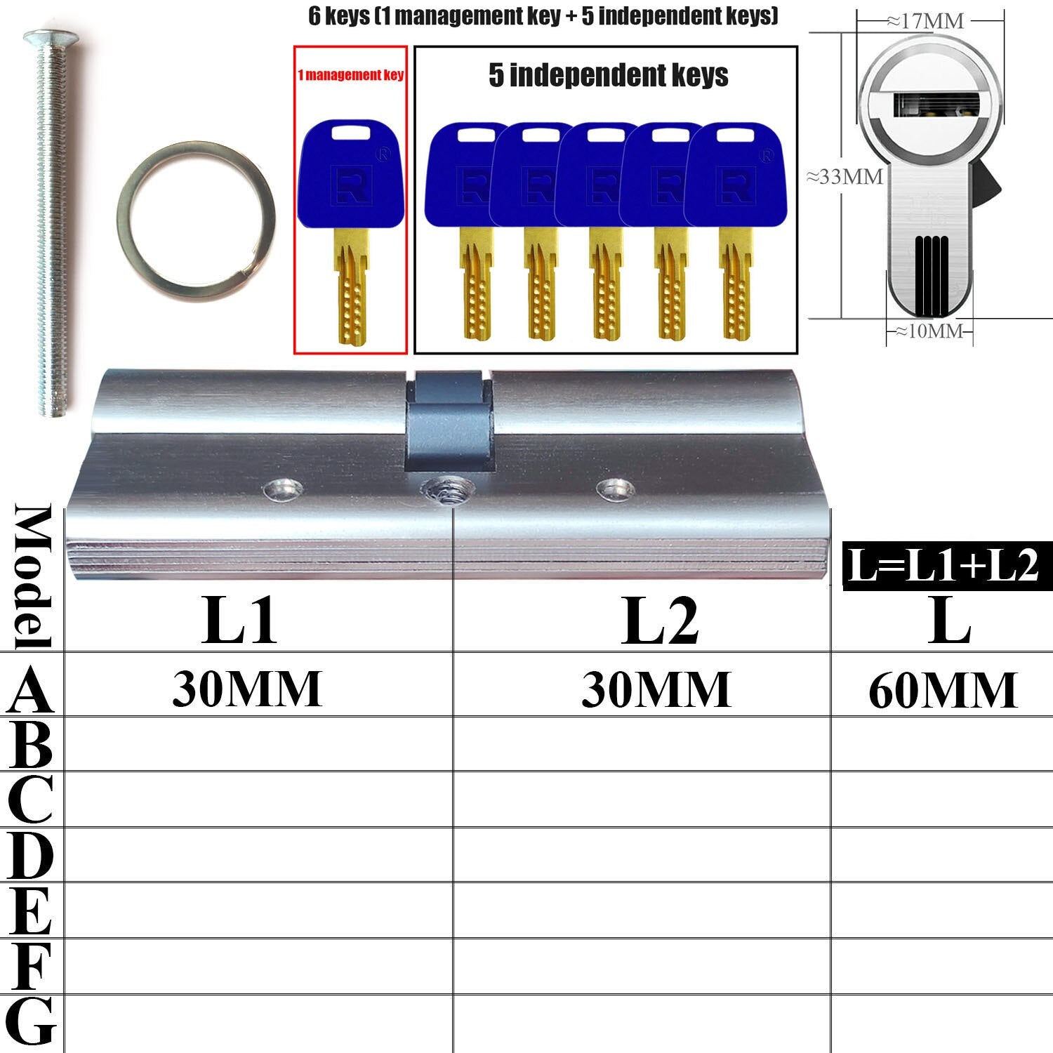 Customized lock cylinder management key and independent key, one key opens all locks, each lock has its own separate key - KiwisLove
