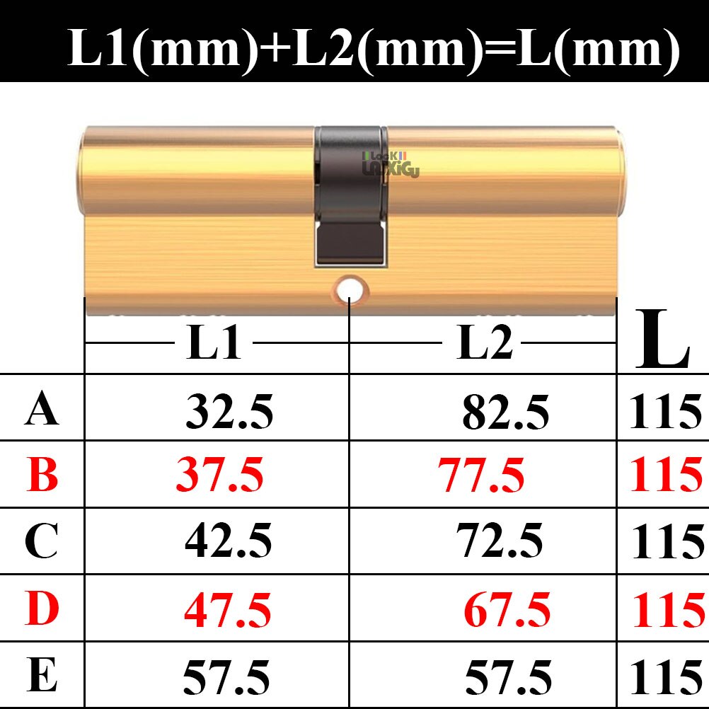 Door Cylinder Biased Lock 65 70 80 90 115mm Cylinder AB Key Anti-Theft Entrance Brass Door Lock Lengthened Core Extended Keys - KiwisLove
