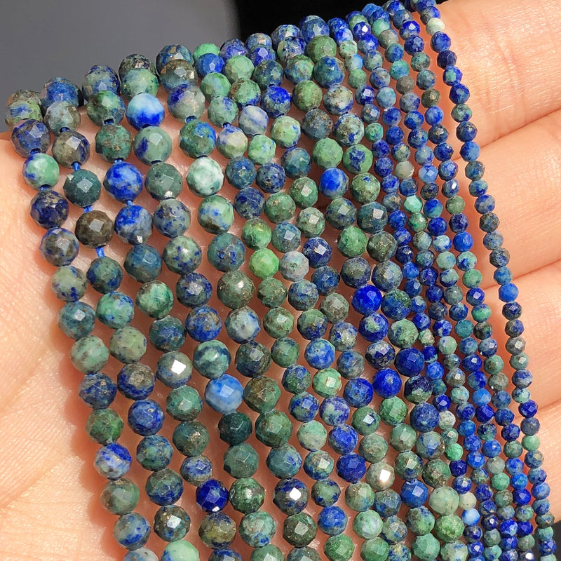 Natural Stone Faceted Sapphire Small Waist Beads 2 3 4 mm Blue Aquamarines Lapis Lazuli Loose Spacer Bead for Jewelry DIY Making - KiwisLove