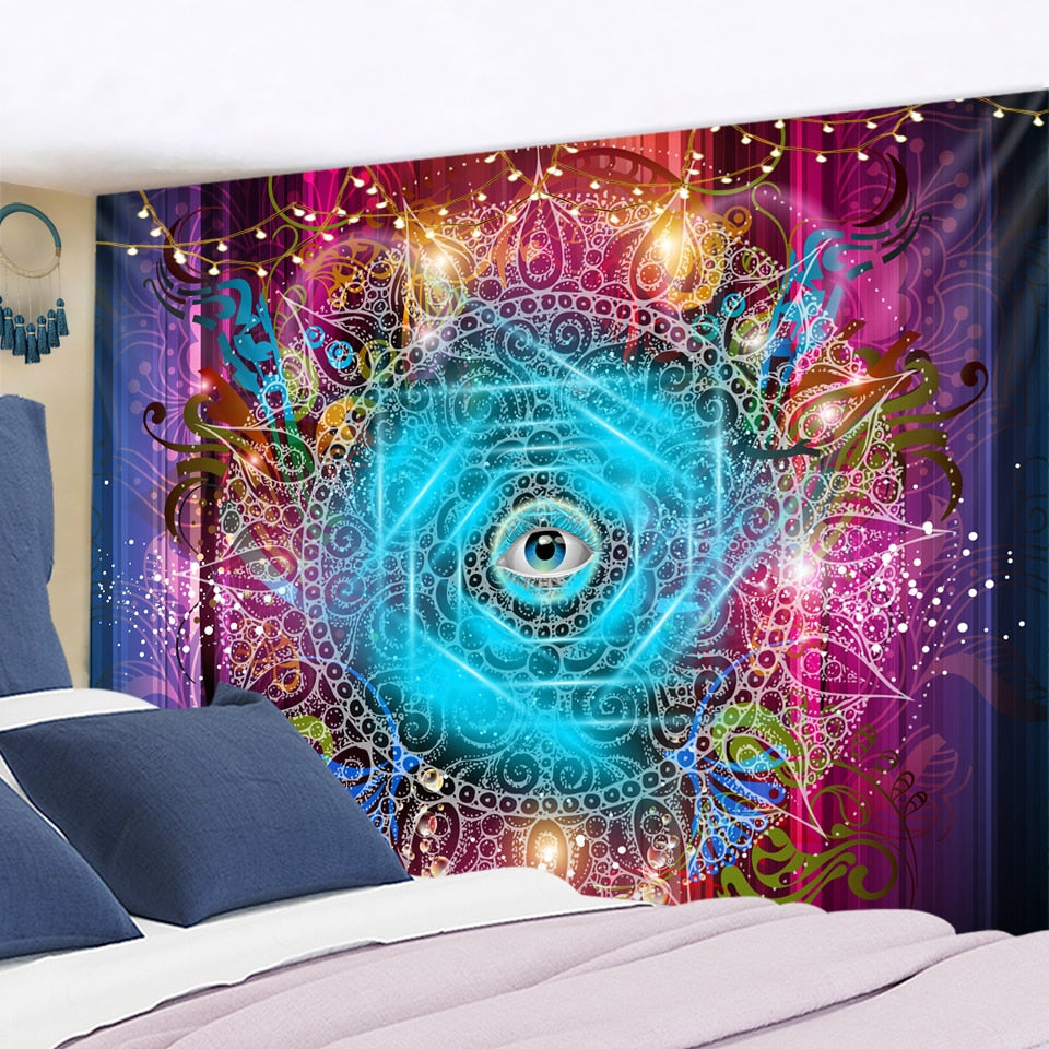 Psychedelic Human Eye Tapestry Wall Hanging Witchcraft Hippie Tapiz Aesthetics Room Dorm Art Home Decor - KiwisLove