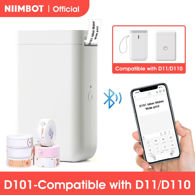 NiiMbot D101 Portable Pocket Label Maker Mini Wireless Inkless Label Printer for Phone Tablet Office Home Organization D11 Plus - KiwisLove