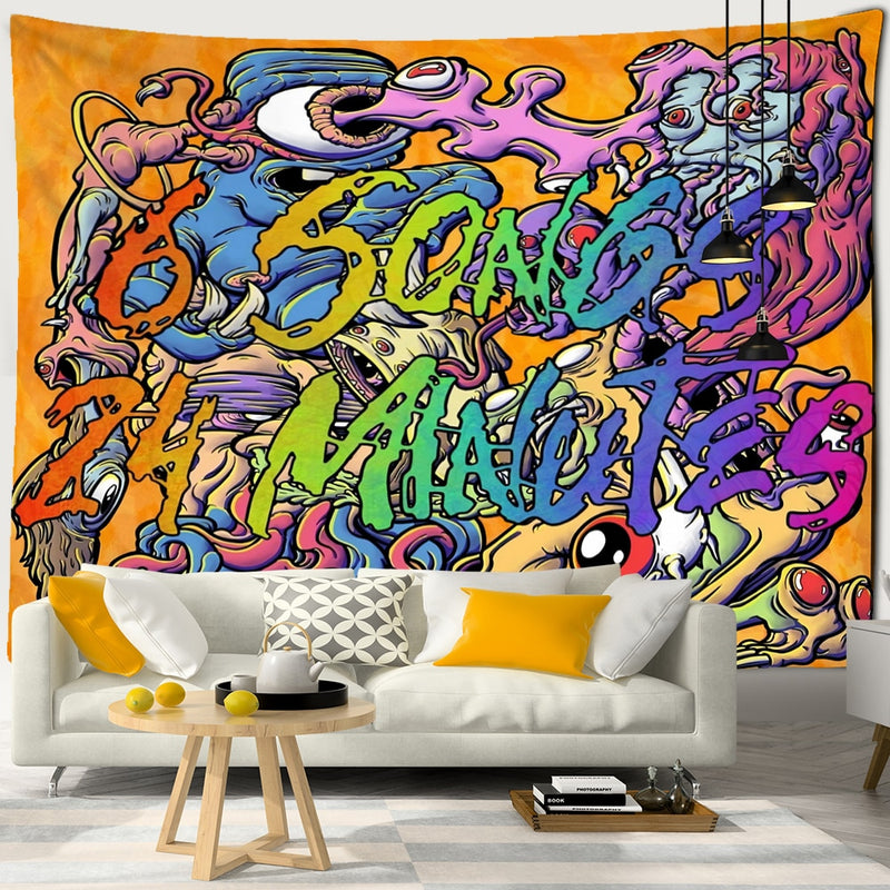 Kawaii Women Wall Hanging Tapestry Anime Cute Girl Illustration Aesthetic Art Tapiz Hippie Room Dorm Decor - KiwisLove