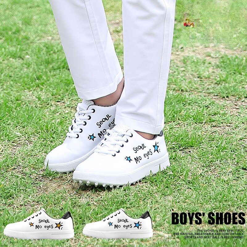 PGM Boys Girls Golf Shoes Waterproof Light Weight Soft and Breathable Universal Outdoor Sports Shoes All-match White Shoes XZ126 - KiwisLove