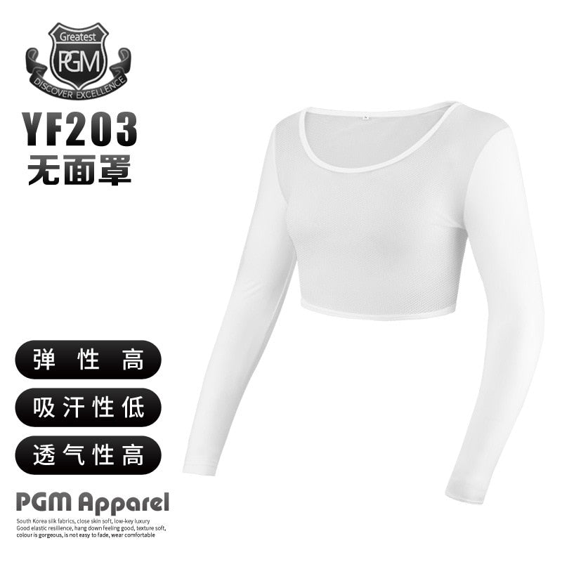 PGM Golf Clothing Women Ice Silk Sunscreen Long-Sleeved T-Shirt Women&#39;S Shirt Quick-Drying Slim Cropped Top Anti-Uv Sportswear - KiwisLove
