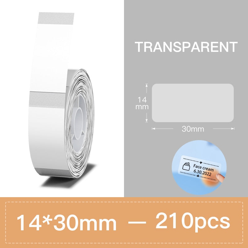 Niimbot D11/D110/D101 Pure Color Label Barcode Price White Labels Waterproof Oil-proof Tear Resistant Transparent Clear Sticker - KiwisLove