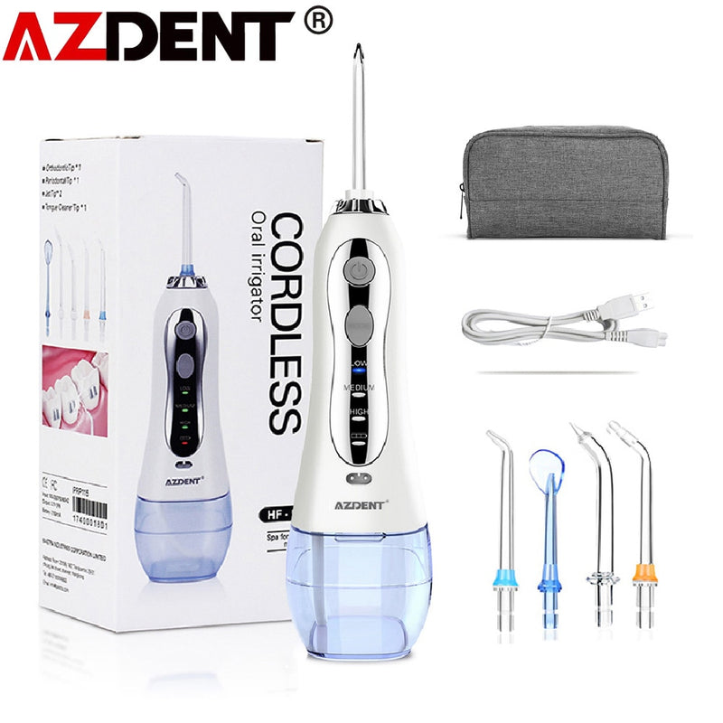 Azdent Oral Irrigator USB Rechargeable Water Flosser Portable Cordless Travel Foldable Dental Teeth Cleaner - KiwisLove