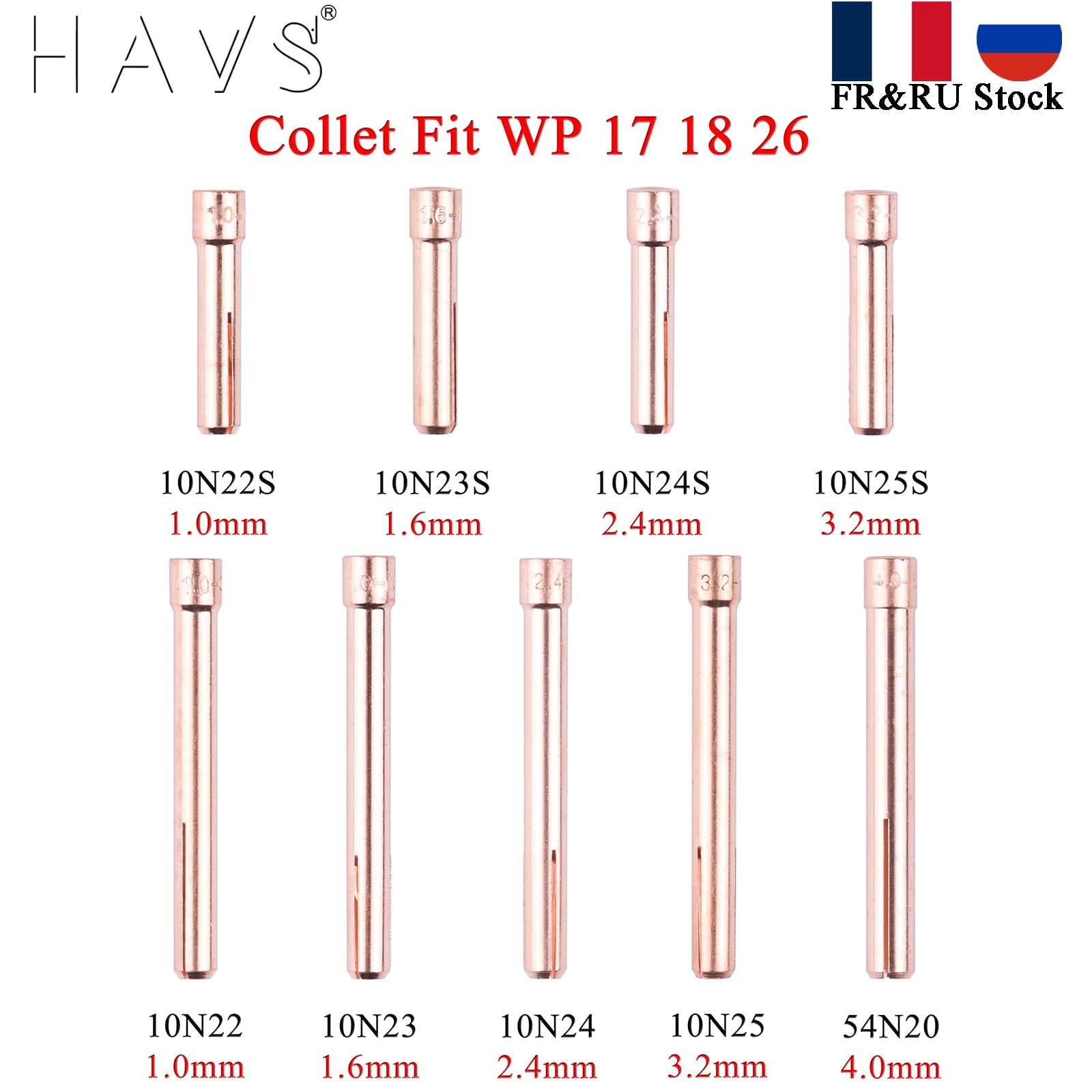 5/10PCs 1.0/1.6/2.4/3.2/4.0mm TIG Collet 10N22S 10N23S 10N24S 10N25S 10N22 10N23 10N24 10N25 For WP17/18/26 Welding Torch Kit - KiwisLove