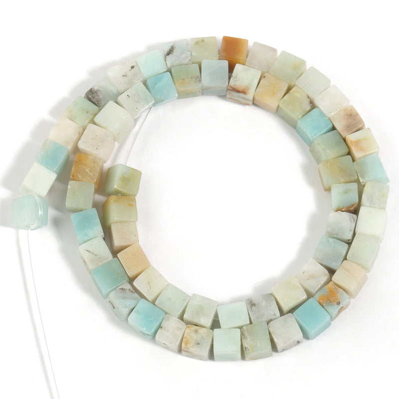 4 6 8mm Natural Square Stone Cube Tiger Eye Amazonite Opal Labradorite Loose Beads for Jewelry Making DIY Charm Bracelet 15&#39;&#39;