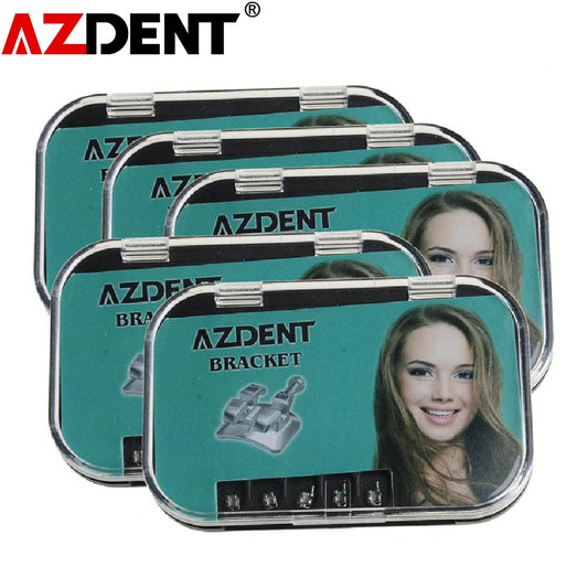 AZDENT 5 Packs Orthodontic Metal Monoblock Bracket Mini MIM Roth/MBT 0.022 U/L 5*5 345 Hooks - KiwisLove