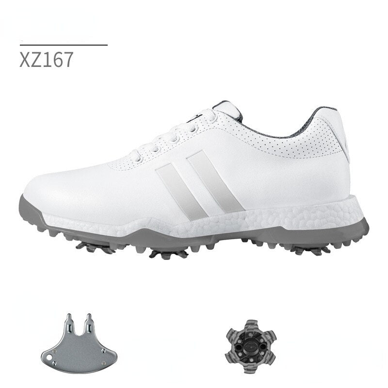 PGM Women Golf Shoes with Removable Spikes Waterproof Anti-slip Knob Strap Sports Sneakers White Casual Microfiber Leather XZ171 - KiwisLove