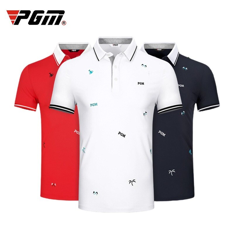 PGM Men&#39;S Shirts Golf T Shirt Summer Short Sleeved Tops Men Breathable Elastic Uniforms Golf Clothing Size M-XXL YF395 - KiwisLove