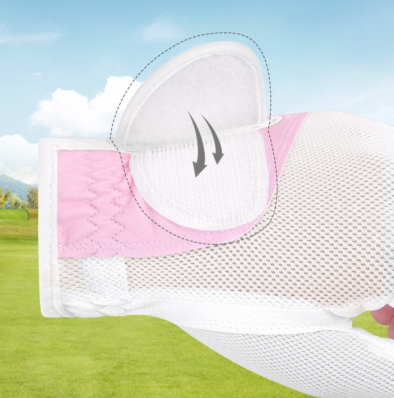 PGM 1 Pair Women&#39;s Fingerless Golf Gloves Palm Anti-Slip Texture PU Mesh Breathable Ladies Golf Glove ST028 - KiwisLove