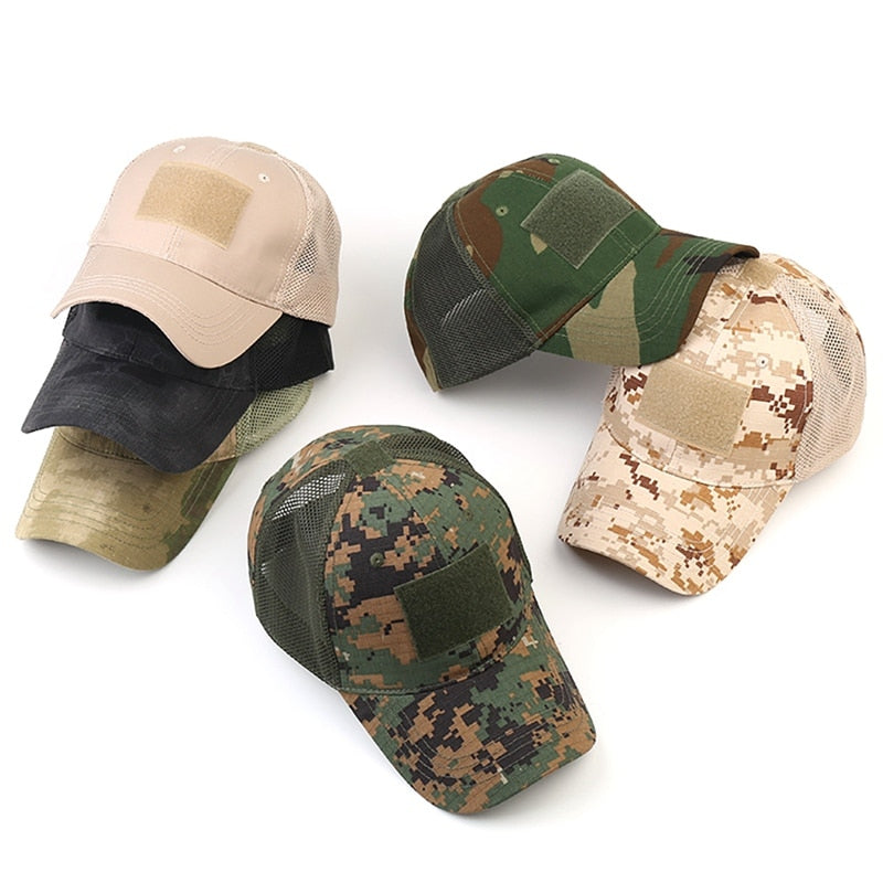 Tactical Cap Outdoor Sport Military Cap Camouflage Hat Simplicity Breathable Mesh Camo Hunting Cap For Men Adults - KiwisLove