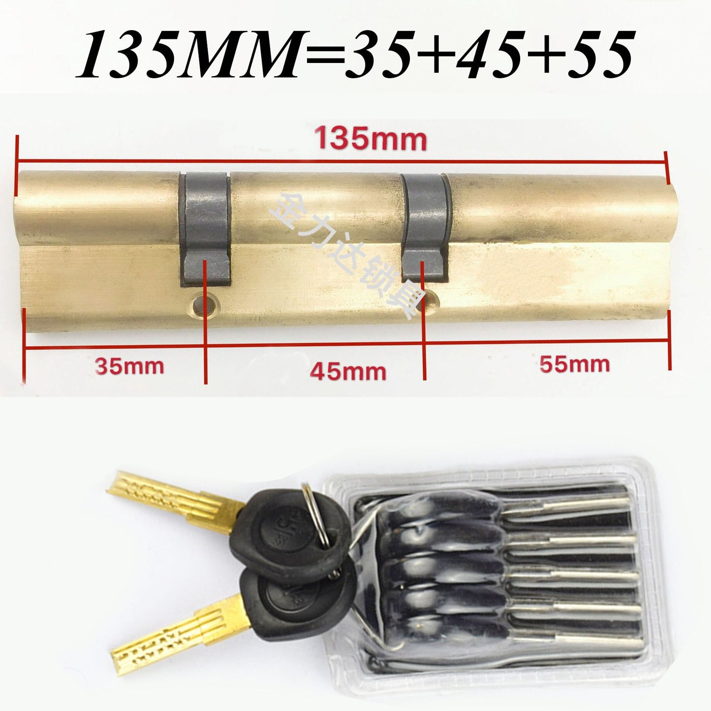 Anti-theft door cylinder lock 105 110 115 120 125 130 135 140MM double wheel fork lock cylinder double spring AB door cylinder - KiwisLove
