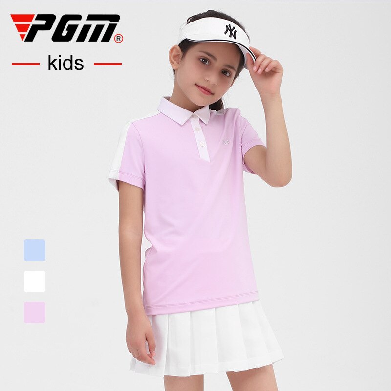 PGM Golf Kid Clothing Summer Girls Golf T-Shirt Short Sleeve Golf Shirts Comfortable And Breathable Tops Golf Apparel S-XL YF412 - KiwisLove