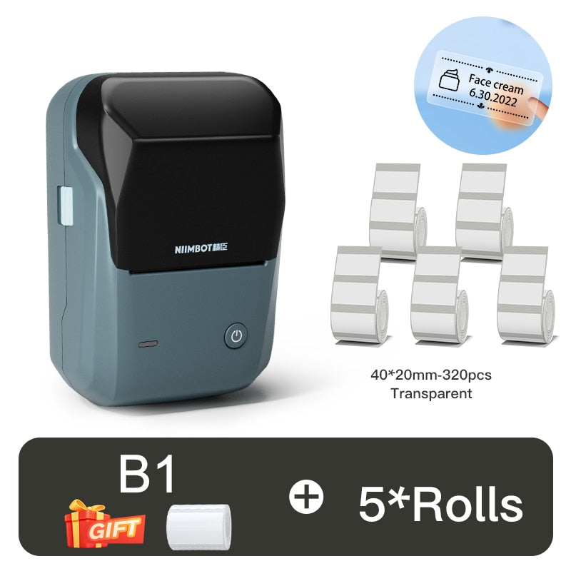 Niimbot B1 Thermal Label Printer Bluetooth Portable Pocket Label Maker Barcode QR Code Self-adhesive Sticker Labeling Machine - KiwisLove