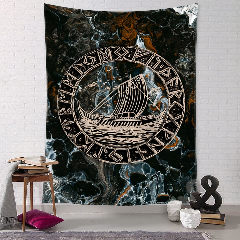Viking Retro Mysterious Raven Tapestry Wall Hanging Boho Hippie Tarot Witchcraft Living Room Bedroom Home Decor - KiwisLove