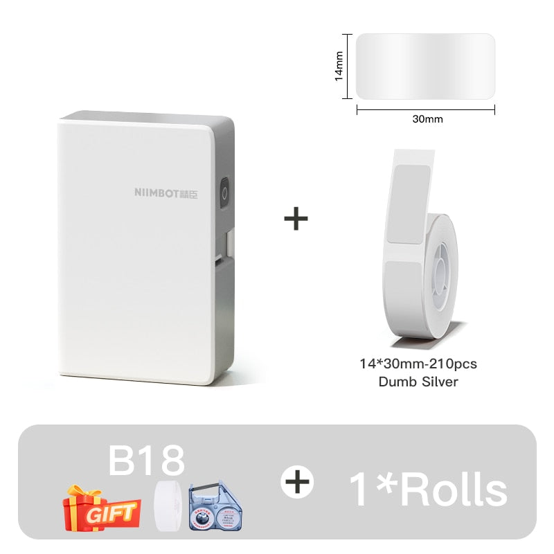 NIIMBOT B18 Mini Portable Label Printer Thermal Transfer Pocket Printer Inside Black Ribbon Sticker Maker With Long Life Labels - KiwisLove