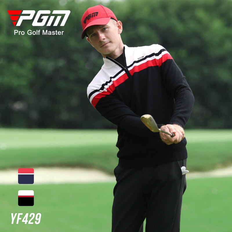 PGM Men Knitted Golf Sweater Long Sleeves Outdoor Leisure Sports Jackets Male Keep Warm Soft Autumn Winter Golf Clothing YF429 - KiwisLove