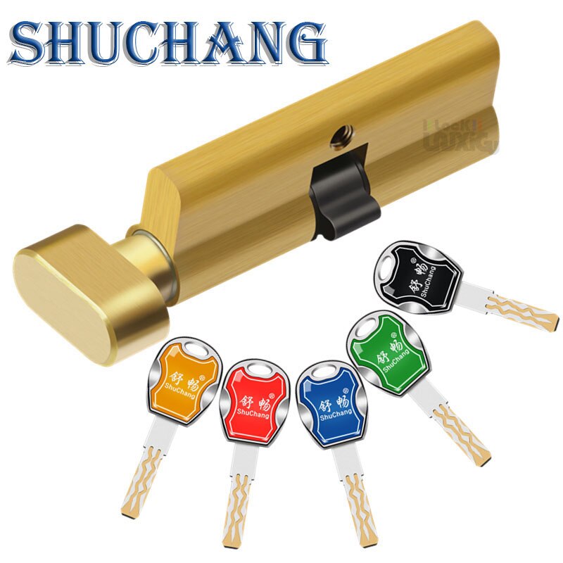 Common standard bedroom door cylinder   70mm Security Copper Lock Cylinder Interior Bedroom Living Handle Brass 5 colorful keys - KiwisLove