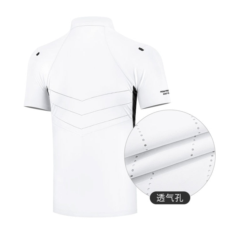 PGM Summer Men&#39;s Golf Shirts Quick-Dry Breathable Short Sleeve Tops Outdoor Sports Sweat Absorbent Back Ventilation Holes YF462 - KiwisLove